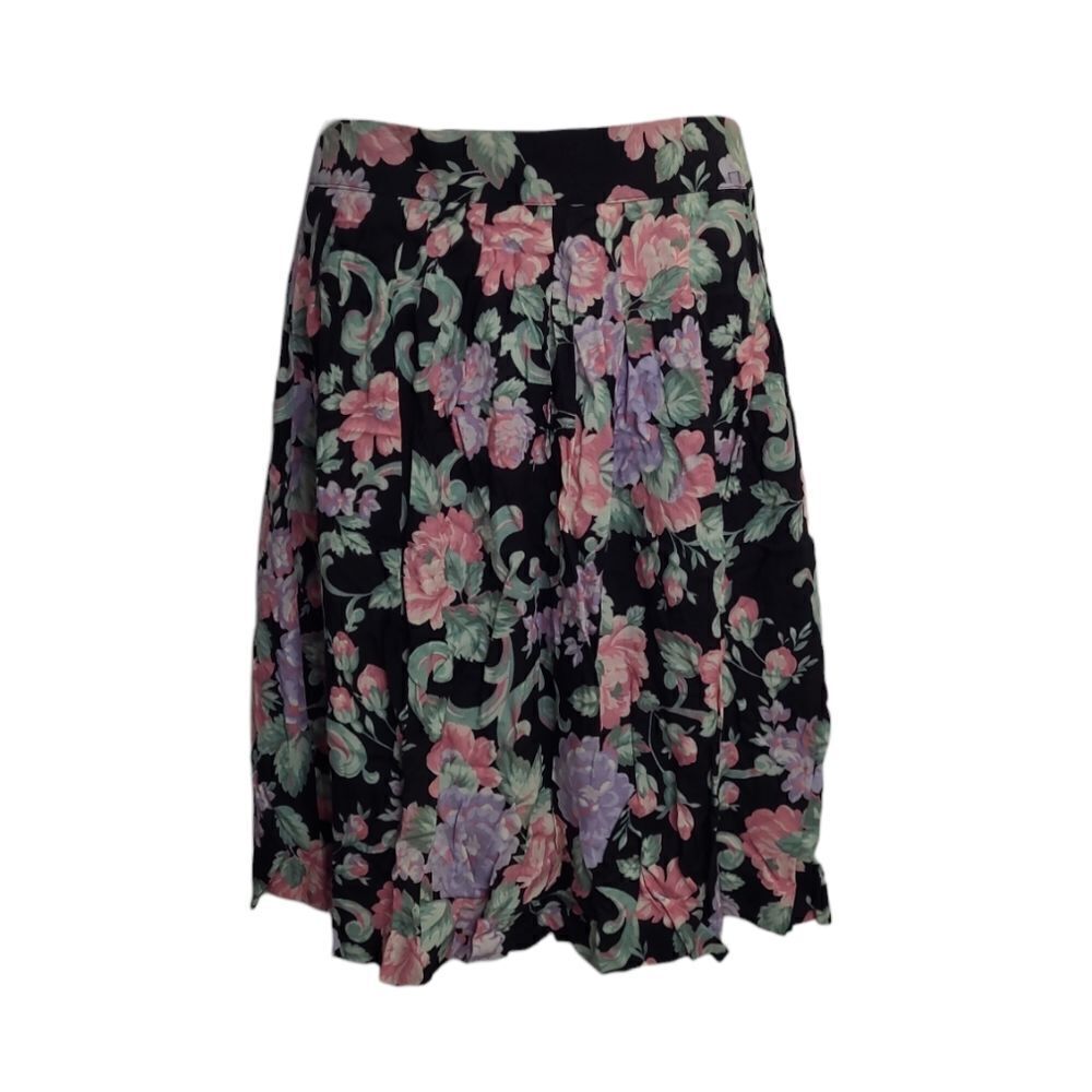 VINTAGE 90s moody floral dark cottagecore pull on midi skirt M‎